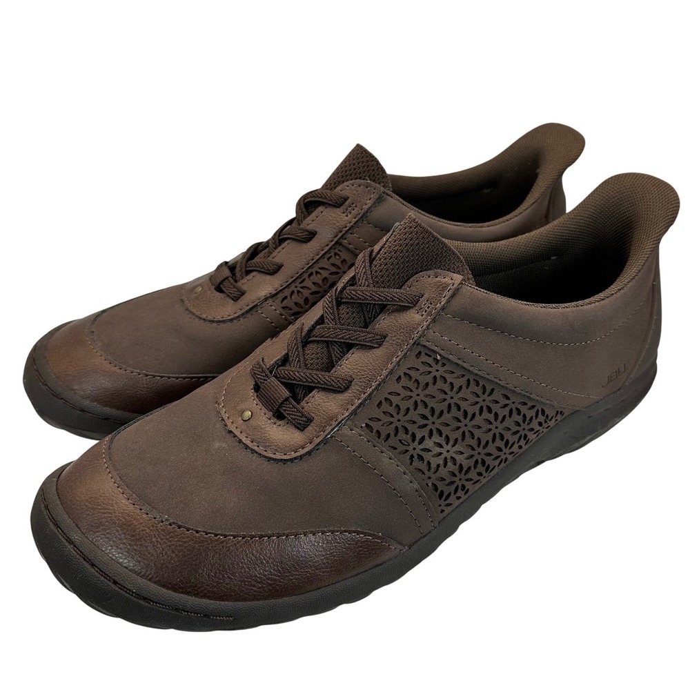 JBU Veronica Touchless Sneakers Womens 9.5 Brown Floral Laser Cut Casual Comfort